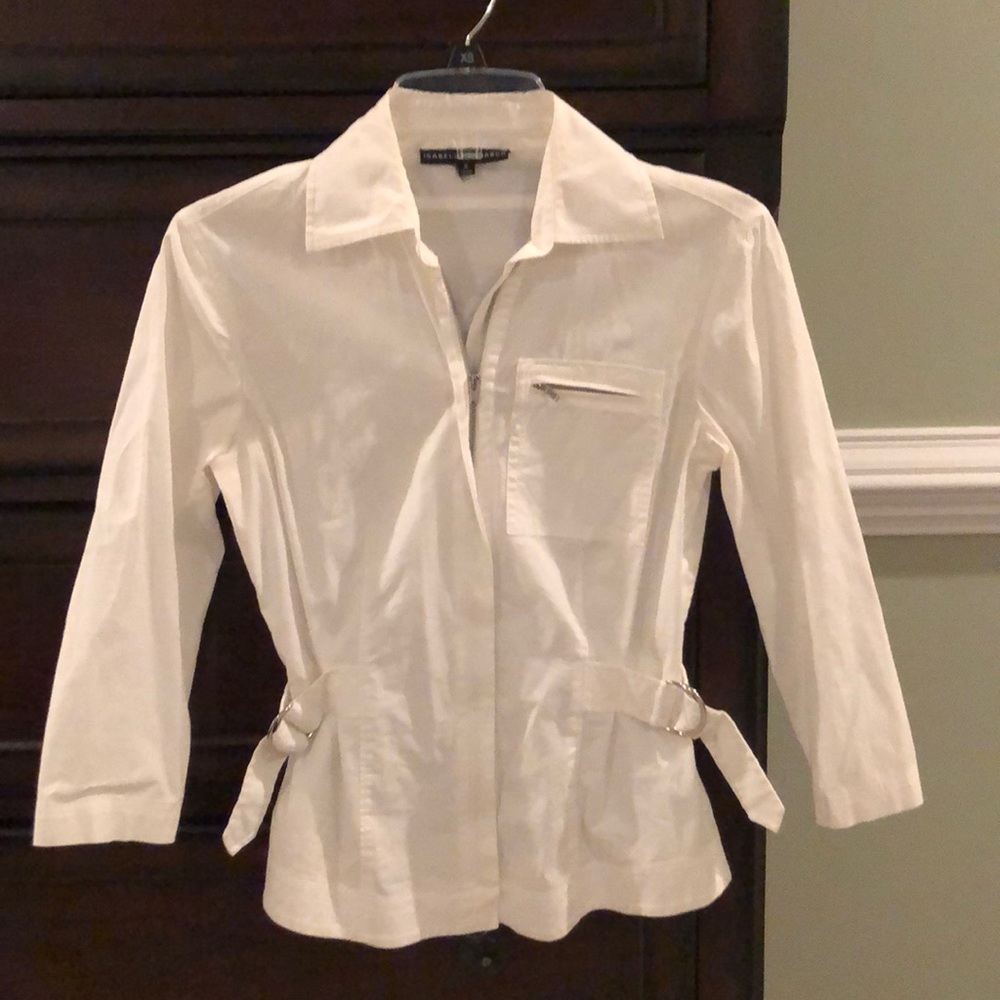 2 White Zip up blouse